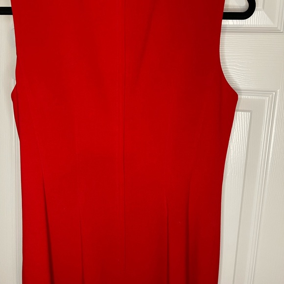 CALVIN KLEIN Red Asymmetric Ruffle Sleeveless Sheath Dress - Picture 7 of 16